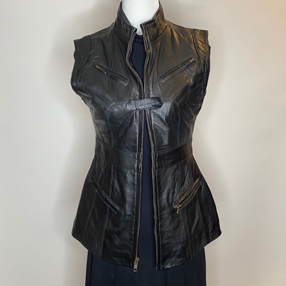 Black Leather Vest - Picture 1 of 4